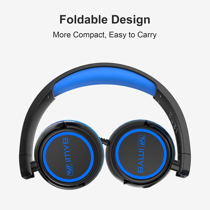 IMYB Children's Headphones, Headphones for Children with Cable, Foldable, Stereo Sound, Safe Volume Limit, 3.5 mm Jack, Over Ear Children's Headphones for School, Boys, Girls, Tablet, PC, Light Blue - Image 5
