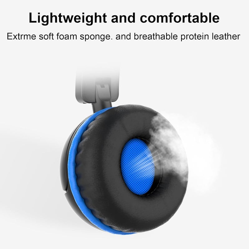 IMYB Children's Headphones, Headphones for Children with Cable, Foldable, Stereo Sound, Safe Volume Limit, 3.5 mm Jack, Over Ear Children's Headphones for School, Boys, Girls, Tablet, PC, Light Blue - Image 4