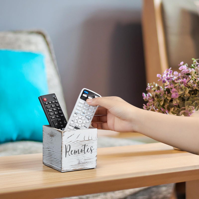 DRASTAR Remote Control Holder, Wood TV Remote Holder, Remote Storage Caddy, Remote Control Organizer (Retro White, 1 Slot) - Image 5