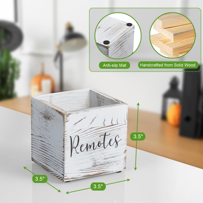 DRASTAR Remote Control Holder, Wood TV Remote Holder, Remote Storage Caddy, Remote Control Organizer (Retro White, 1 Slot) - Image 3