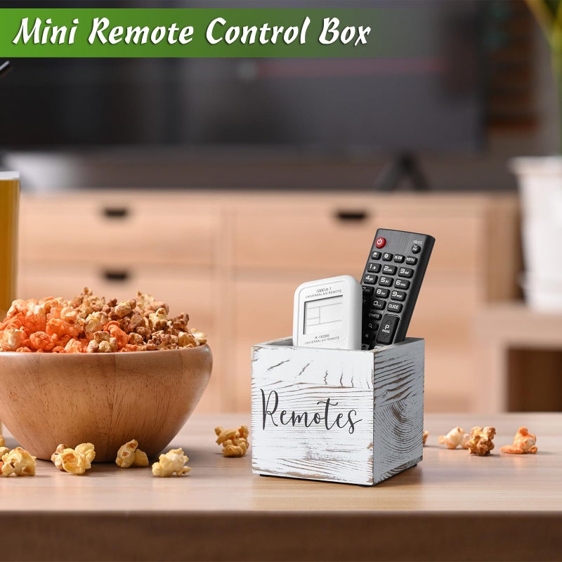 DRASTAR Remote Control Holder, Wood TV Remote Holder, Remote Storage Caddy, Remote Control Organizer (Retro White, 1 Slot) - Image 4