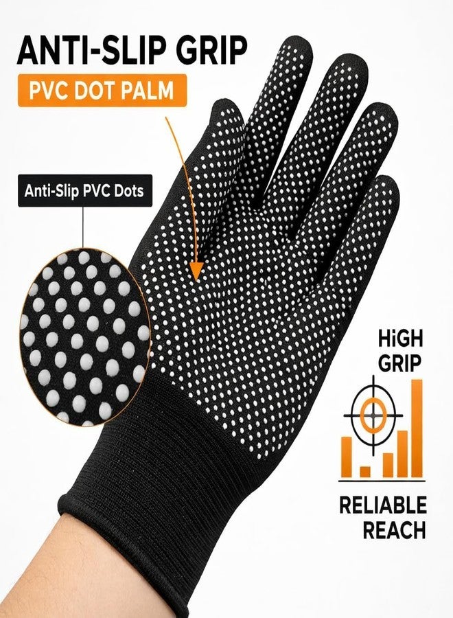 Heiter PVC Dotted Cricket Batting Grip Gloves - Anti-Slip Nylon Training Gloves for Strong Bat Control & Comfort (Free Size, Black, 1 Pair) - Image 3
