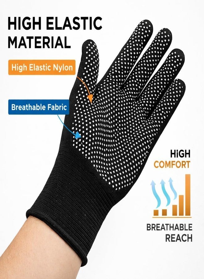 Heiter PVC Dotted Cricket Batting Grip Gloves - Anti-Slip Nylon Training Gloves for Strong Bat Control & Comfort (Free Size, Black, 1 Pair) - Image 2
