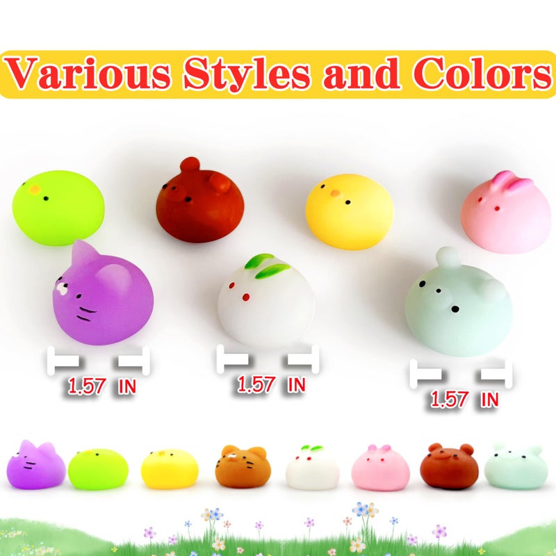 JIAHO 6 Pcs Mochi Squishy Toys for Kids Party Favors, Mini Round Animals Toys Kawaii Squishies for Classroom Prizes, Easter Basket and Goodie Bag Stuffers, Stress Balls Fidget Toys Bulk for Kids - Image 2