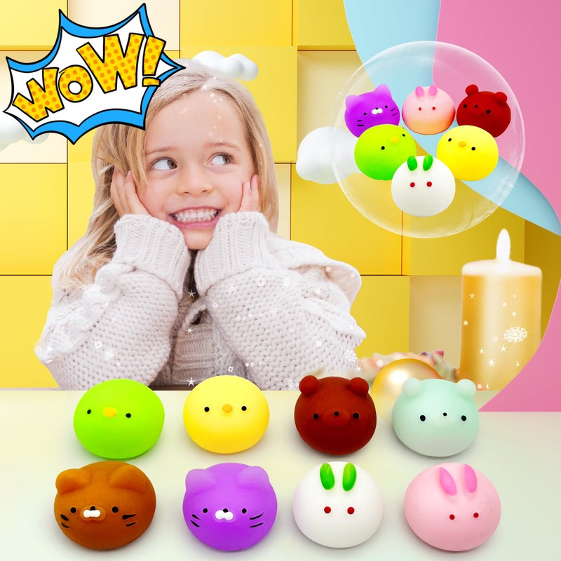 JIAHO 6 Pcs Mochi Squishy Toys for Kids Party Favors, Mini Round Animals Toys Kawaii Squishies for Classroom Prizes, Easter Basket and Goodie Bag Stuffers, Stress Balls Fidget Toys Bulk for Kids - Image 4