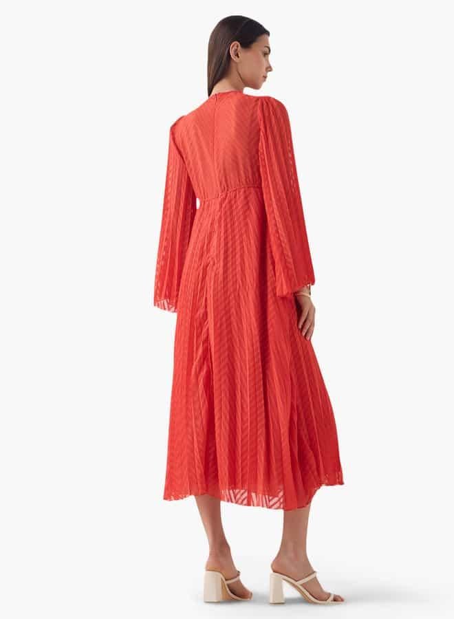2Xtremz Pleated Midi Dress with Flared Sleeves - Image 4