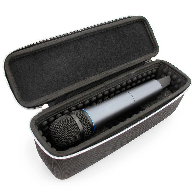 CASEMATIX Wireless Microphone Case Compatible with Two Wireless Mic System Microphones Up To 10.75" by Sennheiser, Shure and More - Sleek Mic Case For Travel with Zipper for Singing or Karaoke - Image 1