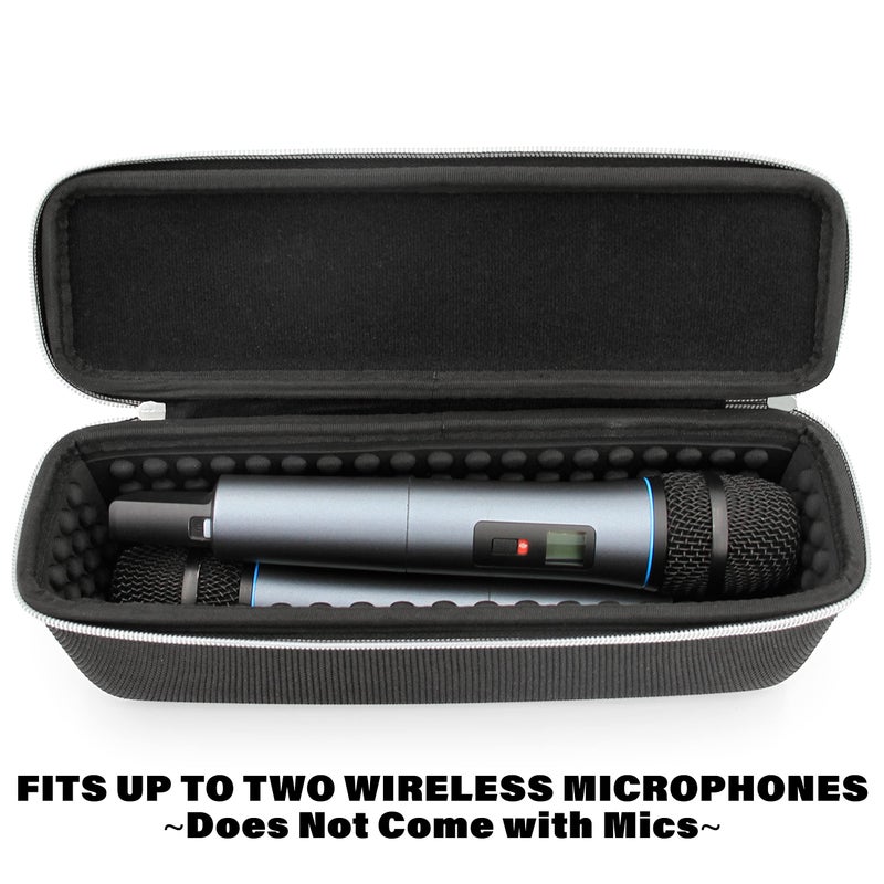 CASEMATIX Wireless Microphone Case Compatible with Two Wireless Mic System Microphones Up To 10.75" by Sennheiser, Shure and More - Sleek Mic Case For Travel with Zipper for Singing or Karaoke - Image 4