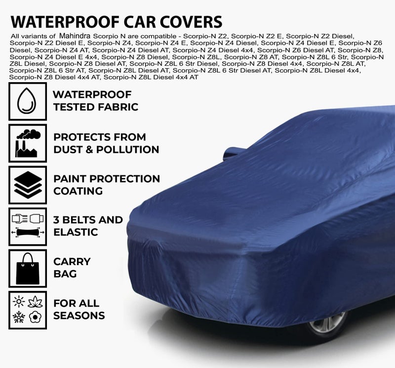 AutoGuys Car Cover Waterproof TF-I for Mahendra Scorpio N [Year 2022 Onwards] - Scorpio N Car Cover Dust & UV Protection Scorpio N Car Body Cover with Mirror Pocket Soft Cotton Lining - Image 2