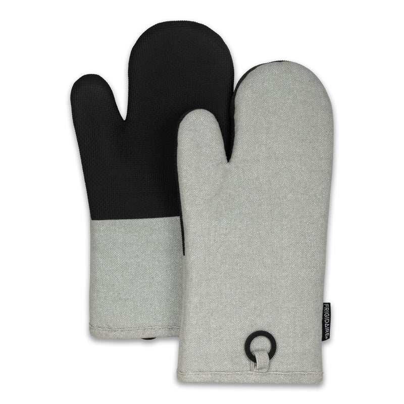 Frigidaire Sasha Cotton and Neoprene Oven Mitts, Heat Resistant, Anti-Slip, Machine Washable,13â€x7â€,Grey,Set of 2 - Image 1