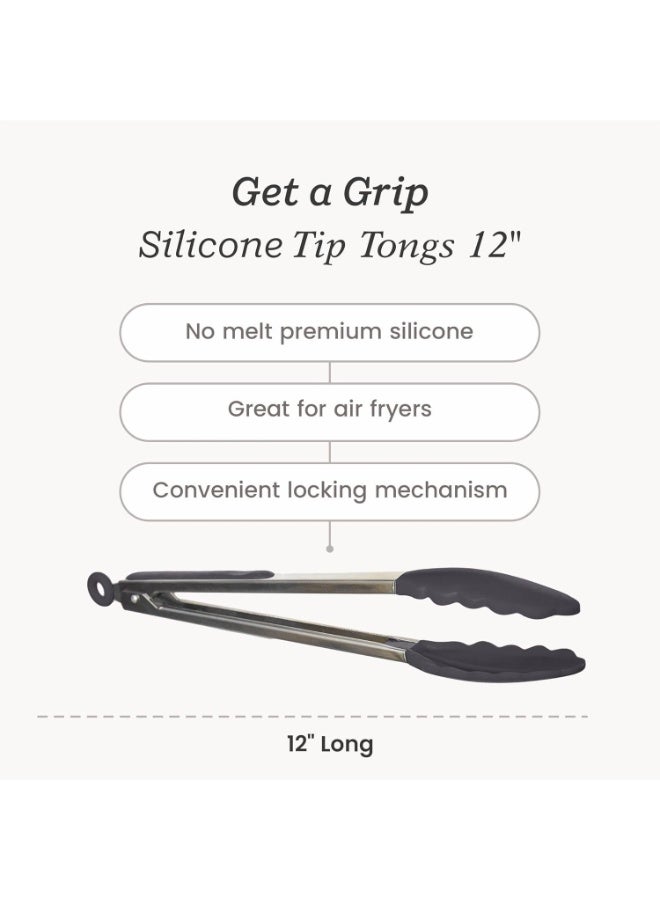 Heavy-Duty Stainless Steel Kitchen Serving Tongs – 35cm Non-Stick Silicone Head Tongs with Non-Slip Grip & Built-In Locking O-Ring for Air Fryer, BBQ, Salad & Oven Use – Multicolor - Image 4