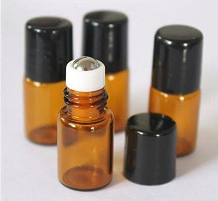12 قطعة زجاجات رولر صغيرة للزيوت الأساسية قابلة لإعادة التعبئة فارغة عطرية زجاجية سائلة زجاجات رول أون أمبر 1 مل
