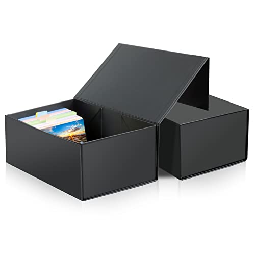 tutata 4X6 Index Card Holder, Index Card Storage Box 4 x 6 Inches, Fits 1200 Flash Cards - 2 Pack, Black - Image 1