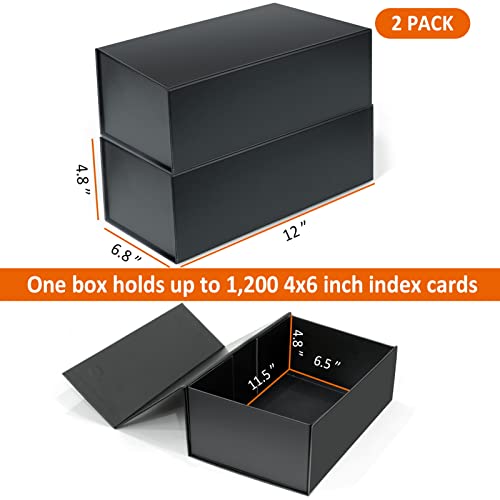 tutata 4X6 Index Card Holder, Index Card Storage Box 4 x 6 Inches, Fits 1200 Flash Cards - 2 Pack, Black - Image 5