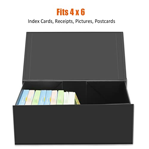 tutata 4X6 Index Card Holder, Index Card Storage Box 4 x 6 Inches, Fits 1200 Flash Cards - 2 Pack, Black - Image 2