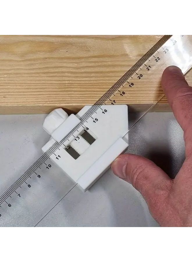 White Adjustable Ruler Positioning Block 90 45 Degree Angle Measurement Tool - Image 5