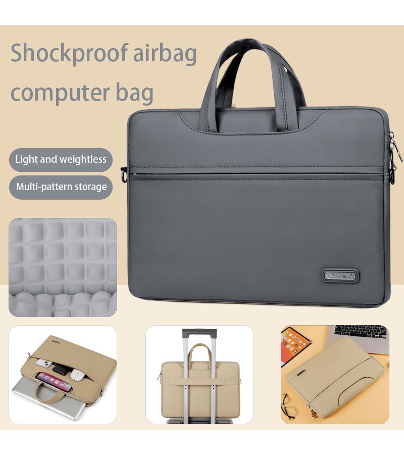 Dark Gray Laptop Tote Bag 13 to 13.6 Inch Minimalist Dual Handles Adjustable Strap Zip Closure Unisex - Image 1