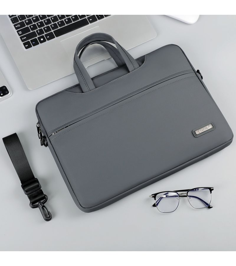 Dark Gray Laptop Tote Bag 13 to 13.6 Inch Minimalist Dual Handles Adjustable Strap Zip Closure Unisex - Image 3