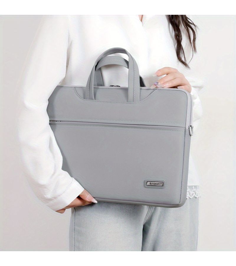Dark Gray Laptop Tote Bag 13 to 13.6 Inch Minimalist Dual Handles Adjustable Strap Zip Closure Unisex - Image 4