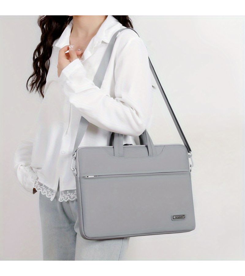 Dark Gray Laptop Tote Bag 13 to 13.6 Inch Minimalist Dual Handles Adjustable Strap Zip Closure Unisex - Image 5