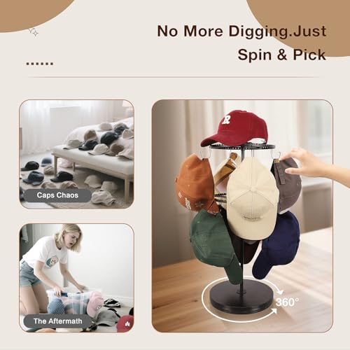 Keebofly Rotating Free Standing Hat Rack Organizer Stand 3Tier Merchandise Display Tabletop Baseball Cap Organizer Holds 40 Caps Portable for Vendor Home Use in Bedroom Closet Entryway - Image 3