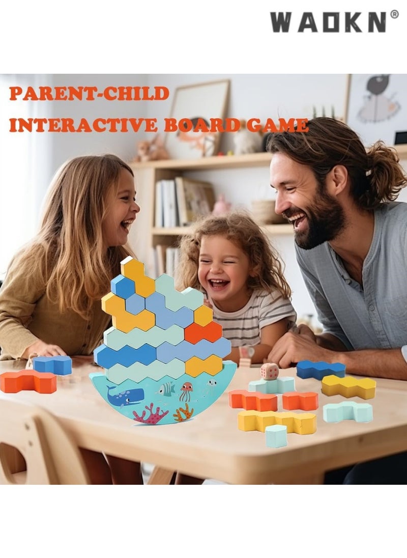 WAOKN Tower Balance Game Stacking Wooden Blocks Puzzle Toy Board Games for Kids & Adults Building Tower Game Balancing Building Blocks Family Games  - Image 4