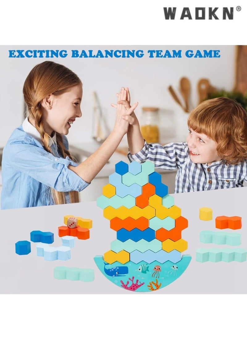 WAOKN Tower Balance Game Stacking Wooden Blocks Puzzle Toy Board Games for Kids & Adults Building Tower Game Balancing Building Blocks Family Games  - Image 5