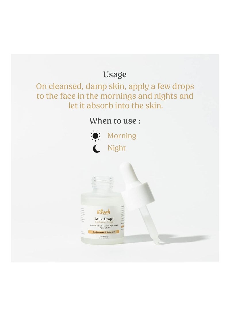 vilvah STORE - Vilvah Store Milk Drops Brightening Serum Formulated With Rice Milk Extract Marine Algae Extract Alpha Arbutin  Fades Scars Brightens Skin And Even - Image 1