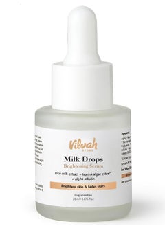 vilvah STORE Vilvah Store Milk Drops Brightening Serum Formulated With Rice Milk Extract Marine Algae Extract Alpha Arbutin  Fades Scars Brightens Skin And Even  - Image 1