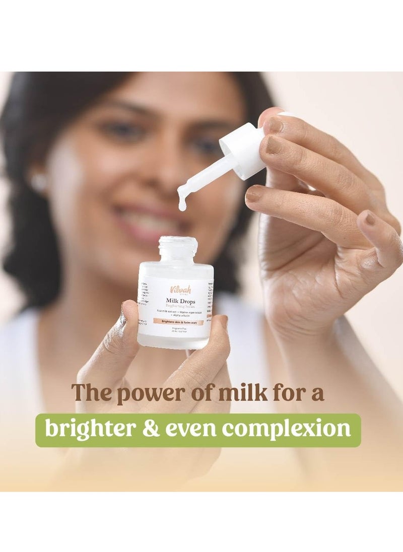 vilvah STORE - Vilvah Store Milk Drops Brightening Serum Formulated With Rice Milk Extract Marine Algae Extract Alpha Arbutin  Fades Scars Brightens Skin And Even - Image 1