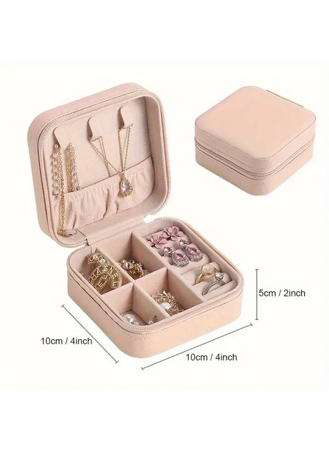White Jewelry Travel Case Portable Zippered Organizer For Earrings Necklaces Accessories - Image 4