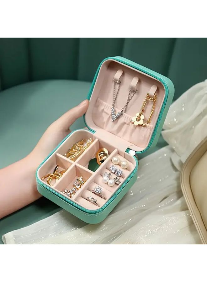 White Jewelry Travel Case Portable Zippered Organizer For Earrings Necklaces Accessories - Image 5
