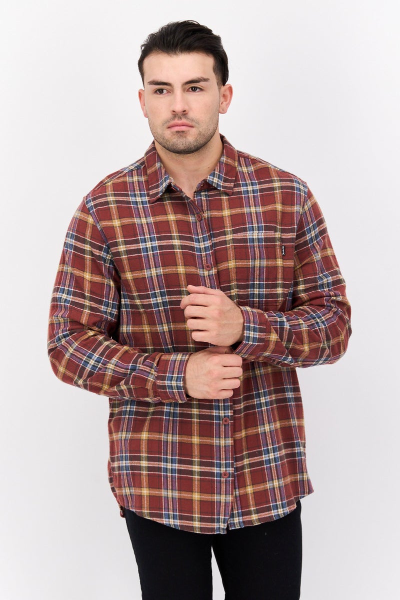 Hurley Men Regular Fit Long Sleeves Plaid Casual Shirt, Multicolor  - Image 1