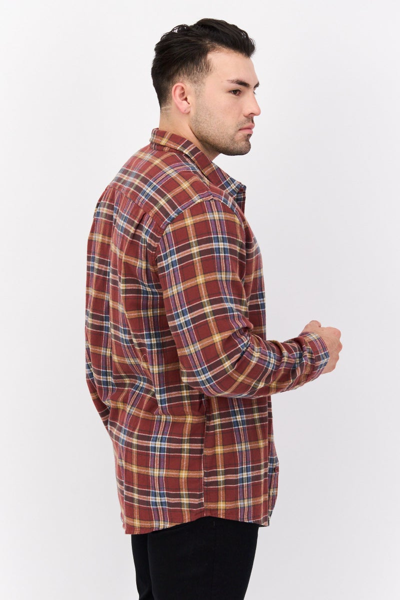 Hurley Men Regular Fit Long Sleeves Plaid Casual Shirt, Multicolor  - Image 4