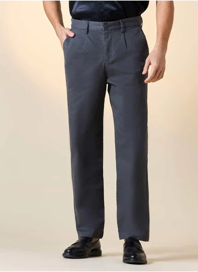 ايكونيك Iconic Regular Fit Mid-Rise Pants with Pockets