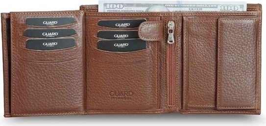 Bead Guard Multi-Compartment Vertical Tan Leather Men's Wallet  - Image 3