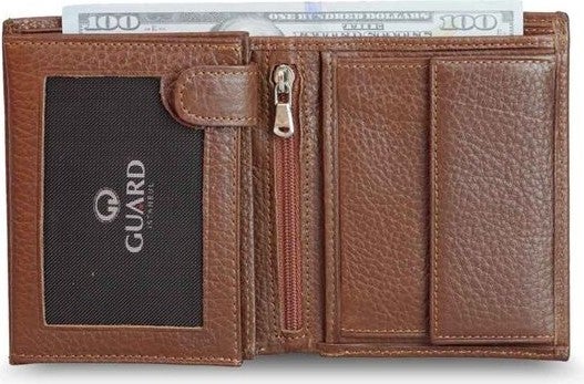 Bead Guard Multi-Compartment Vertical Tan Leather Men's Wallet  - Image 2