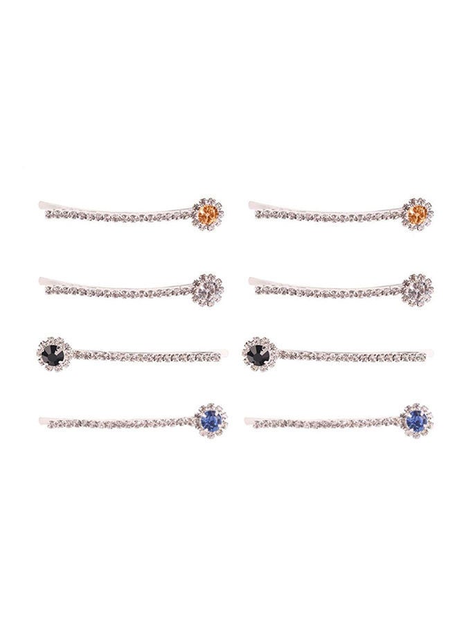 NIBEMINENT 8 Piece Crystal Hair Barrette Clip Multicolour One Size