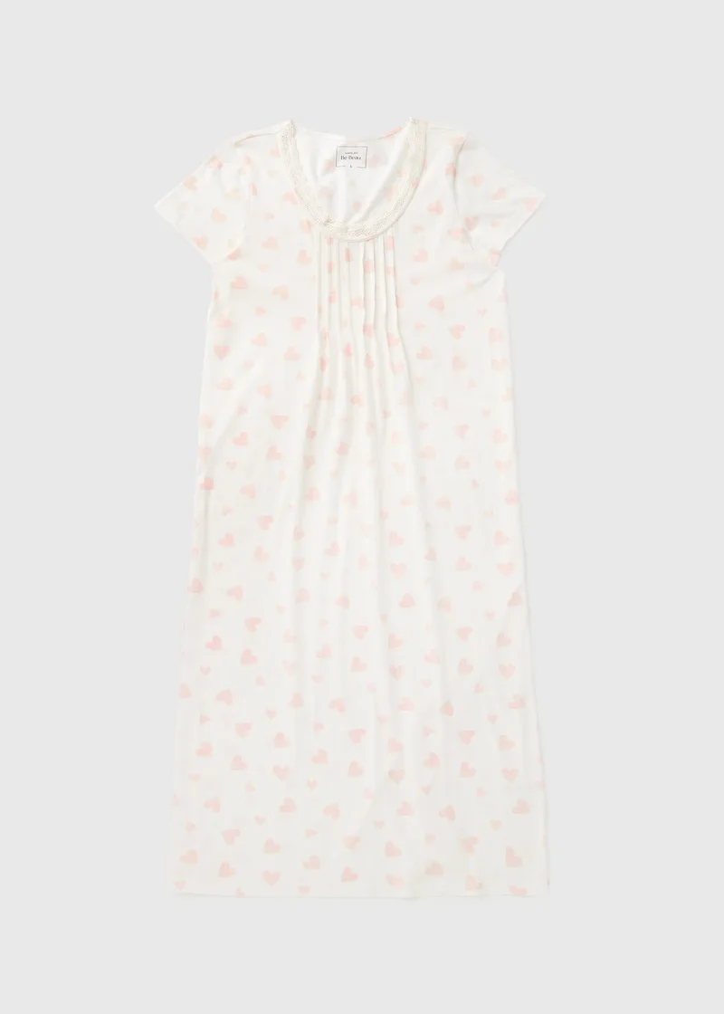 Matalan Cream Longline Heart Print Nightie