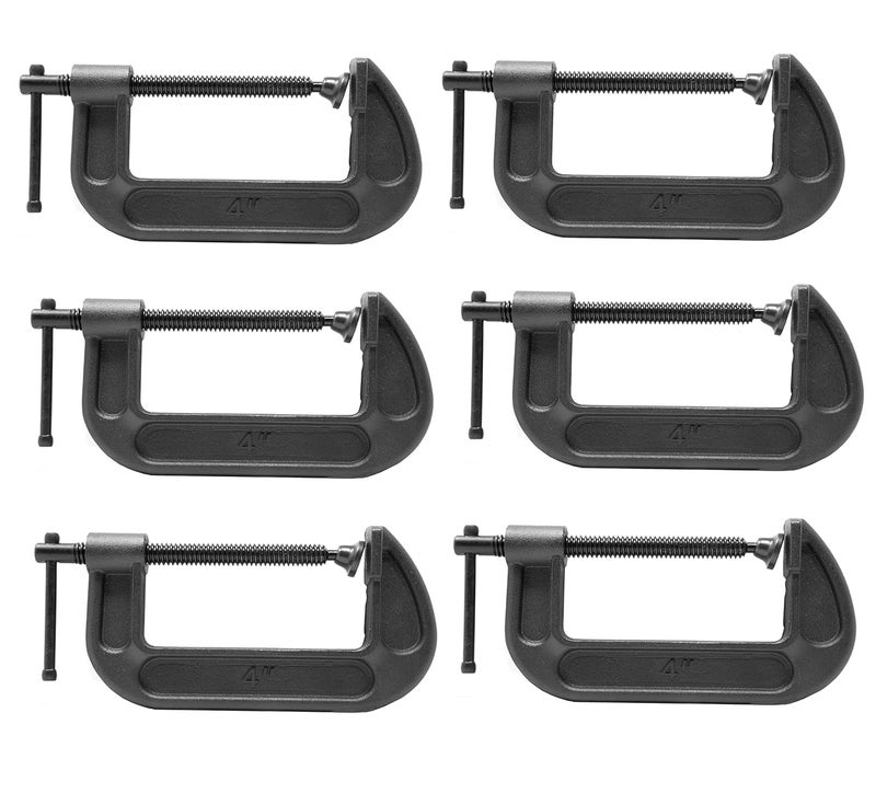 KROST 4 inch Industrial Heavy Duty G Clamp C Type Antirust Universal Clamping Tool for woodworking and DIY Maximum Opening size 100mm 6PCS - Image 1