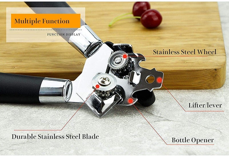 Homava Stainless Steel Multipurpose Manual Tin/Can Opener Tool | 18 X 5.5 X 2 cm | Red - Image 4