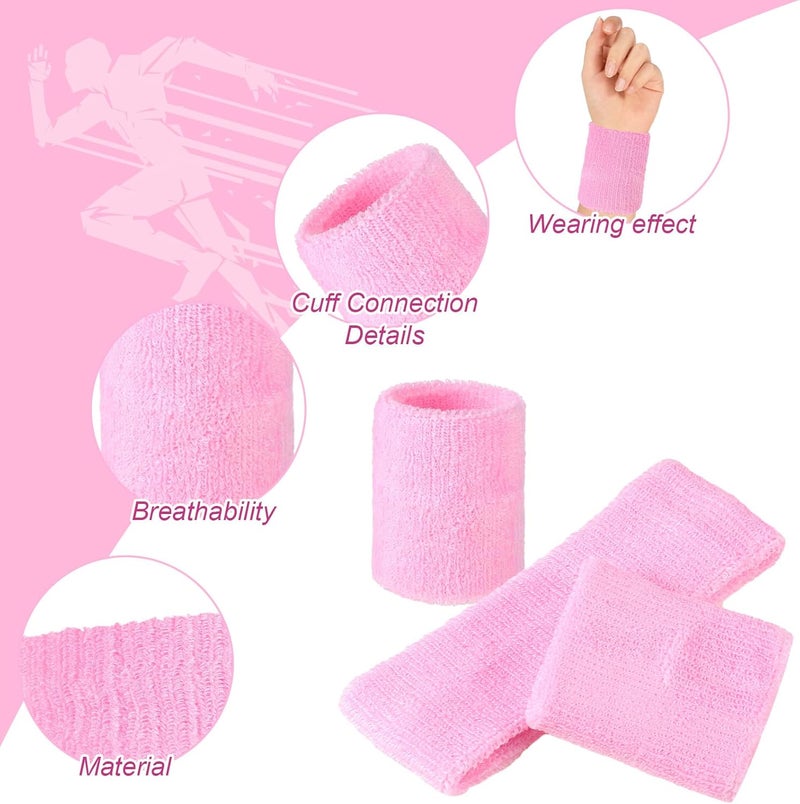 Civaner 12 Pcs 80s 90s Sweatbands Neon Sports Headbands Wristband Set for Men Women Party Cotton Headbands Terry Cloth Athletic Sweat Bands for Tennis Football Gym Outdoor Accessories - Image 3