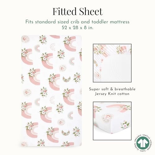 Evolur Rainboho 3 Piece Crib Bedding Set, Machine Washable, Soft and Breathable Toddler Bedding Set, Includes Fitted Sheet, Wearable Blanket and Crib Skirt - Image 4