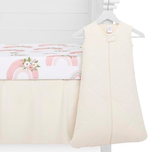 Evolur Rainboho 3 Piece Crib Bedding Set, Machine Washable, Soft and Breathable Toddler Bedding Set, Includes Fitted Sheet, Wearable Blanket and Crib Skirt - Image 1