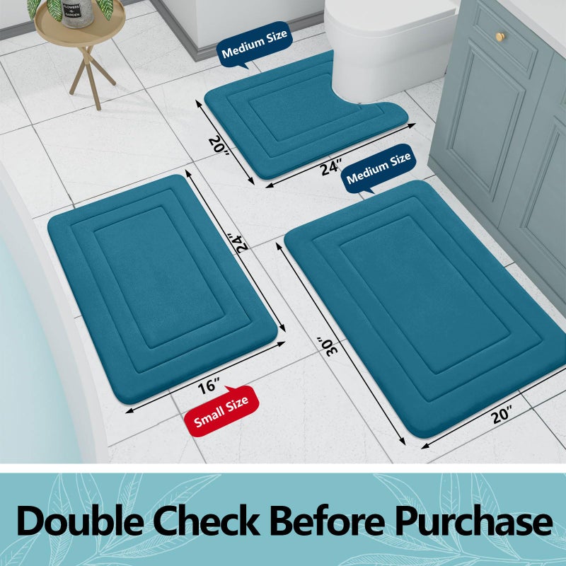 Arotive Arotive Memory Foam Bathroom Rug Mat 30x20  Ultra Soft and Absorbent Bath Mat  Machine Wash Dry  Comfortable Bath Rug Carpet for Bathroom Floor  Tub and Shower  Peacock Blue  - Image 4
