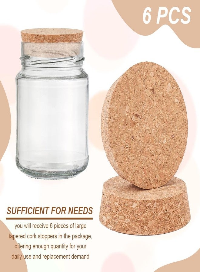 BENECREAT 6pcs Cork Bottle Stoppers, Tapered Design, 3" Diameter, Beige, Conical with Round Top - Image 4