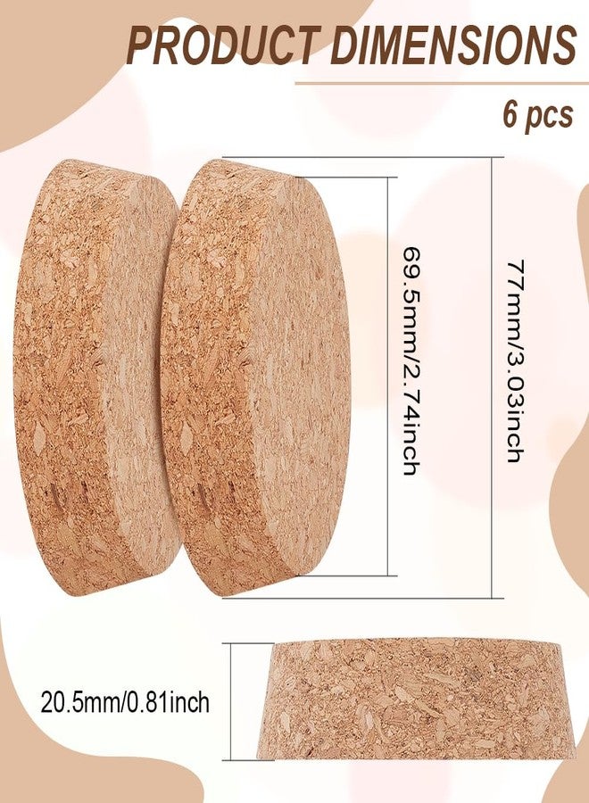 BENECREAT 6pcs Cork Bottle Stoppers, Tapered Design, 3" Diameter, Beige, Conical with Round Top - Image 2