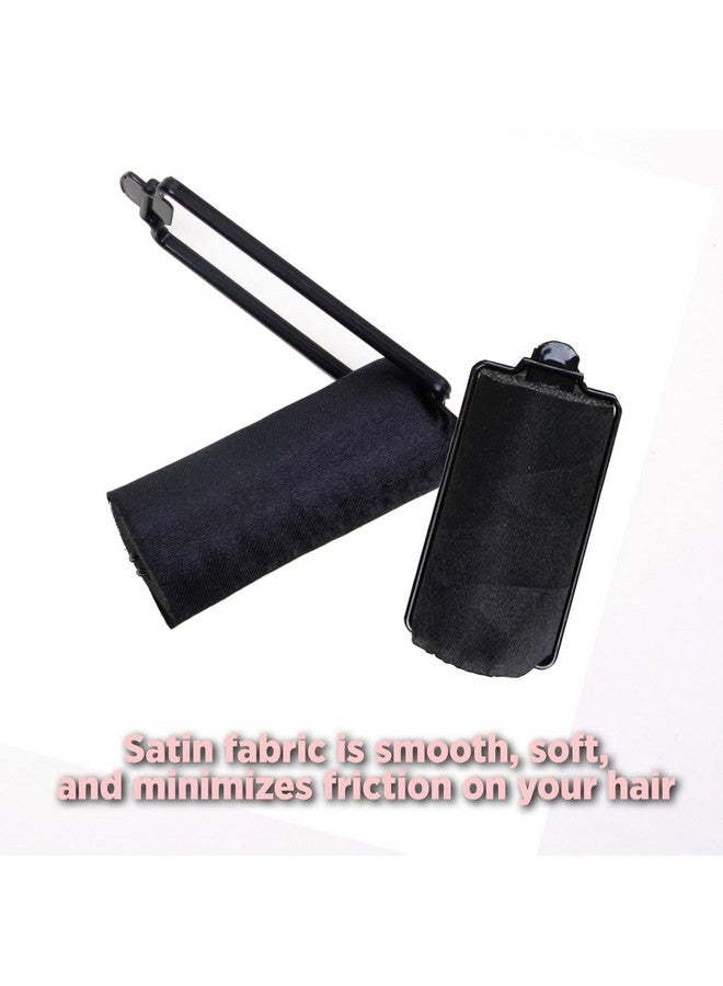 DONNA Silky Satin Foam Rollers 1.25"(D) 6PCS XL Hair Styling Heatless Curlers and Clips for Hairdressing BLACK - Image 2