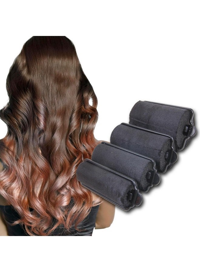 DONNA Silky Satin Foam Rollers 1.25"(D) 6PCS XL Hair Styling Heatless Curlers and Clips for Hairdressing BLACK - Image 4