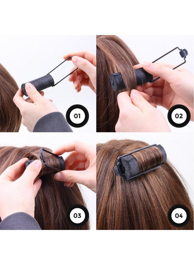 DONNA Silky Satin Foam Rollers 1.25"(D) 6PCS XL Hair Styling Heatless Curlers and Clips for Hairdressing BLACK - Image 5